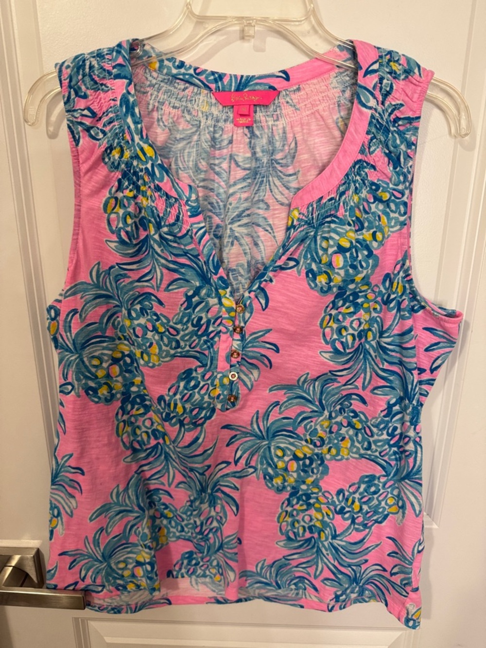Lilly Pulitzer Pink Tropical Pineapple Print Tank Top
